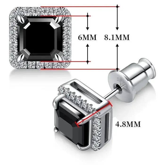 Boucles d'oreilles à clous en Moissanite noire
