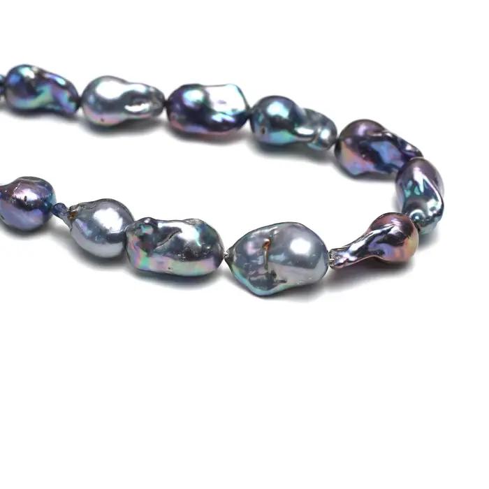 Perle d'eau douce naturelle bleu-violet 12*15mmAAAAA