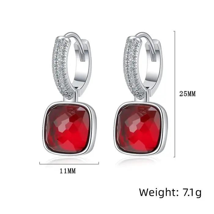 Andara Occident cristal géométrique carré boucle d'oreille Simple lumière luxe 925 boucles d'oreilles en argent Sterling de haute qualité bijoux cadeaux