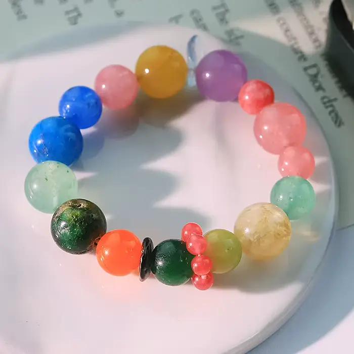 Bracelet en cristal multi-trésor coloré, Design fait à la main, porte-bonheur, cadeau, accessoire ém