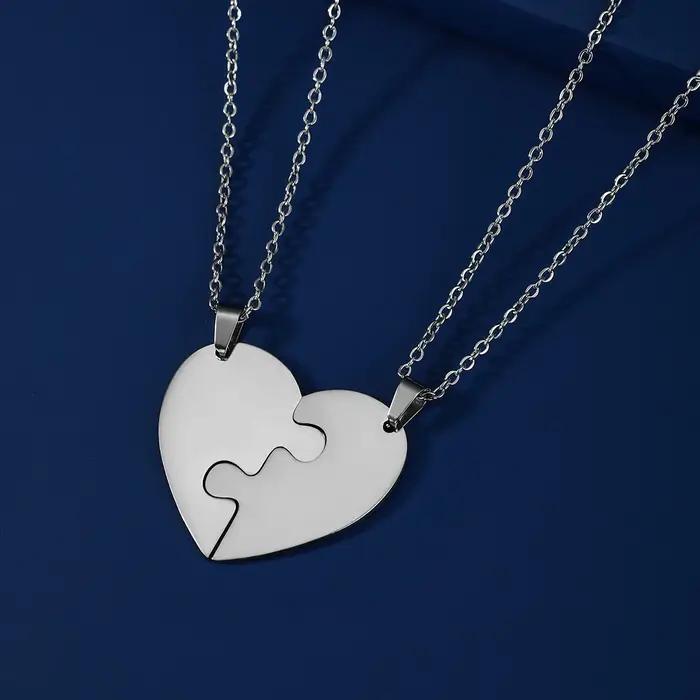 Collier personnalisé en forme de cœur avec nom, puzzle personnalisé, cadeau familial pour femmes, ho