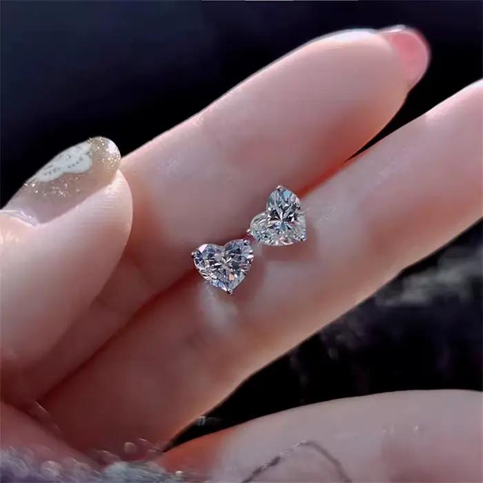 Boucles d'oreilles en forme de cœur en argent Sterling 925 pour femmes