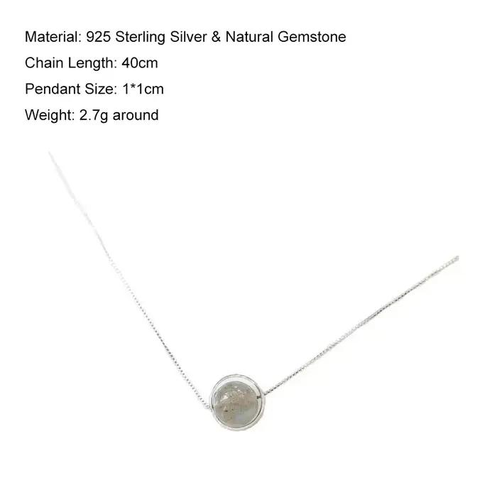 JOSimple-Collier avec Pendentif en Labrumen et Argent Sterling 925 group pour Femme