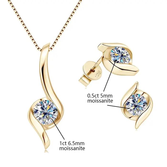 Ensemble de bijoux en argent Sterling 925 véritable Moissanite pour femmes