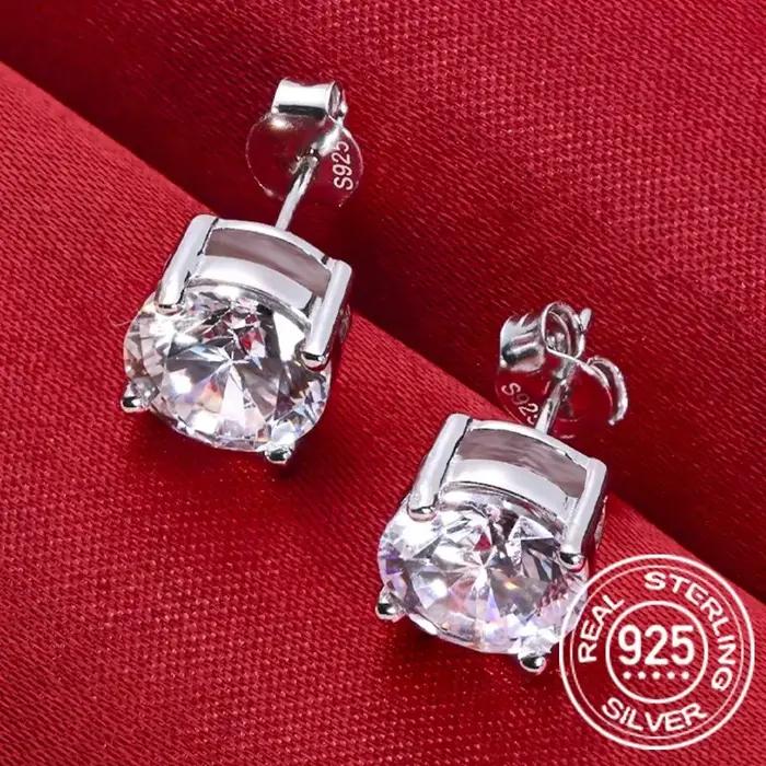 Boucles d'oreilles en argent Sterling 100% Moissanite pour femmes