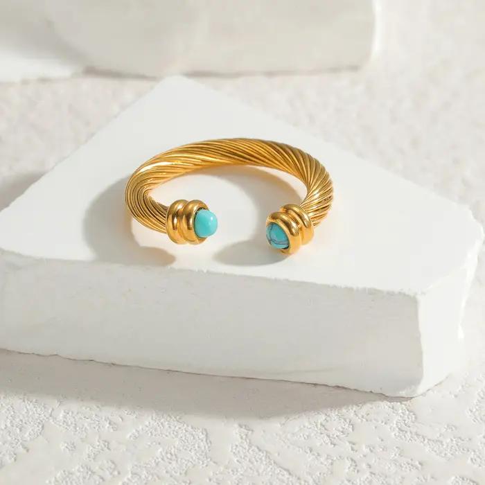 Nextvance-Bague Twisty Vintage en Forme de C pour Femme, Plaqué Or 14K, Incrustation en Acier Inoxyd