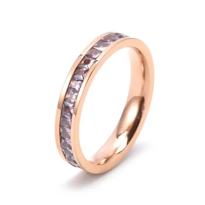 Zcompresses-Bague fine en acier au titane glacé pour hommes et femmes