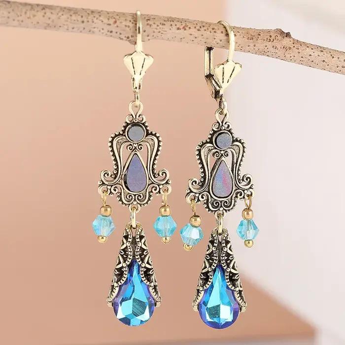 Boucles d'oreilles pendantes esthétiques en métal vintage