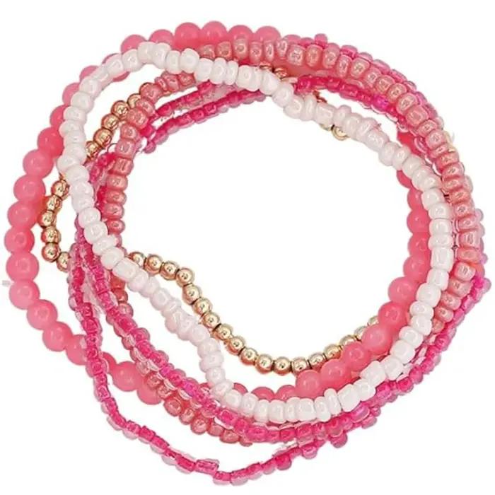 Boho coloré à la main empilable perle Bracelets ensemble multicolore graine couches extensible Bracelet