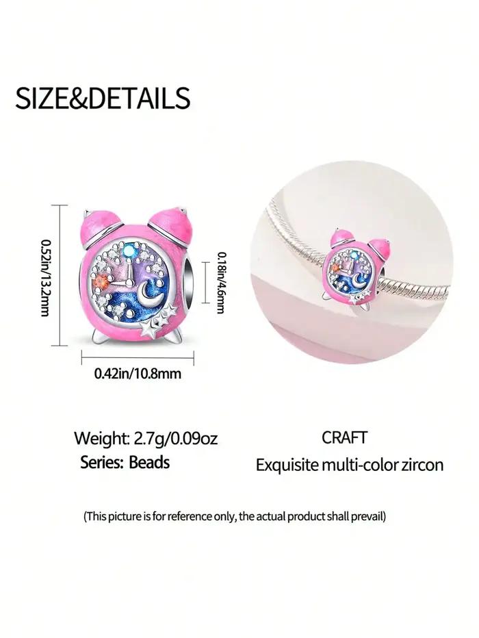 Breloques perle 925 en argent sterling rose carrousel réveil ajustement bracelet collier bijoux à bricoler soi-même fleurs charms occasions spéciales