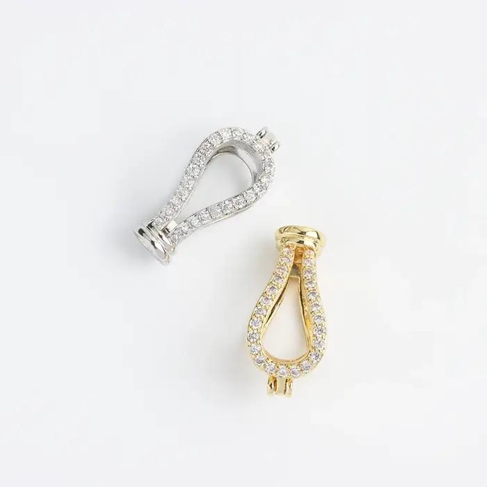 1 pièce cuivre plaqué or Zircon en forme de Y pull chaîne pince perle collier Bracelet
