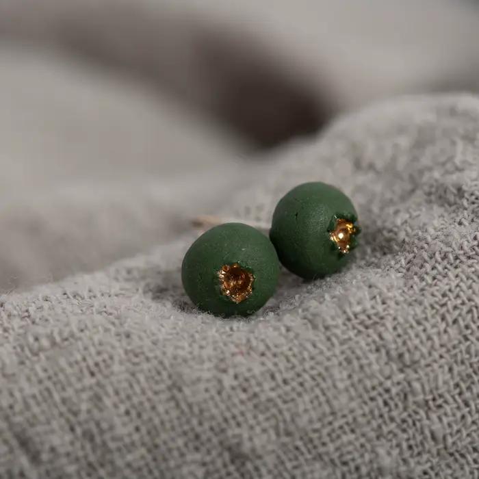 Boucles d'oreilles rondes en céramique à bords faits à la main pour femmes, bijoux minimalistes élégants, 1 paire, S00125