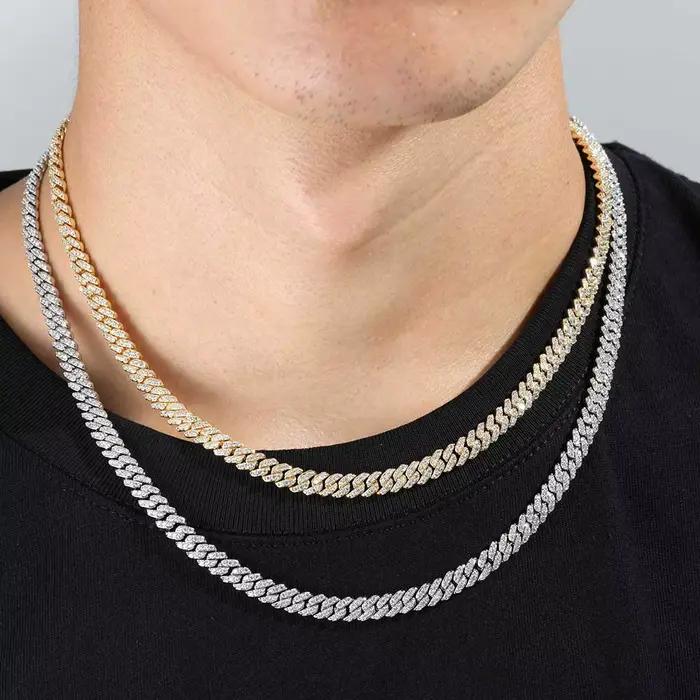 Collier cubain Nuoya 6MM à une rangée de moissanite, chaîne cubaine de luxe certifiée GRA pour hommes et femmes, bijoux raffinés