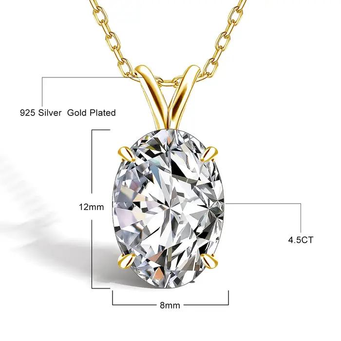 Collier pendentif solitaire en moissanite taille ovale pour femme
