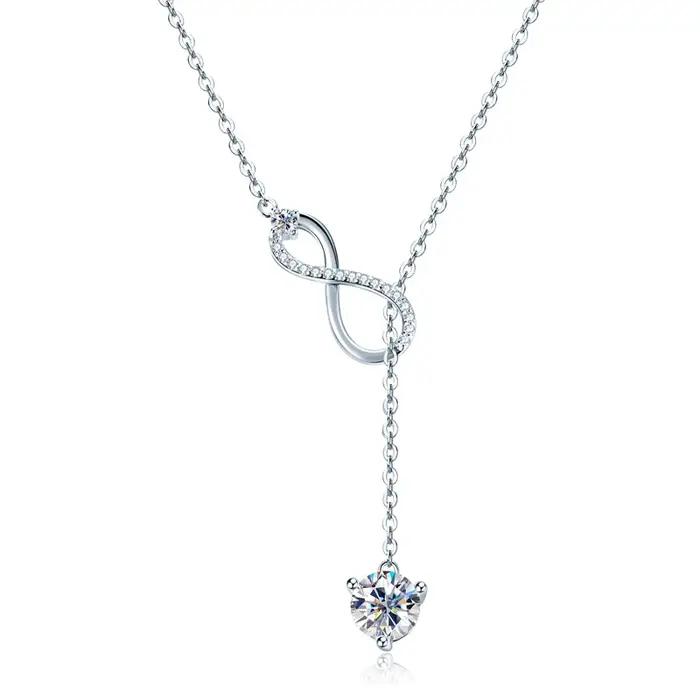 Anziw-Collier Extron en Argent 925 pour Femme, Pendentif Moisasnite en Forme de Y, Colliers de la raq, Cadeau de Bijoux de Mariage pour les Travailleurs, 6.5mm, Document D
