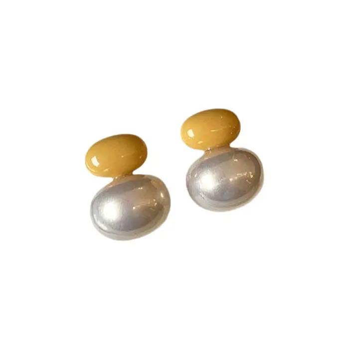 Boucles d'oreilles rondes en perles colorées Dopaamine pour femmes, bijoux d'oreille simples et élégants, faits à la main, en verre, forme géométrique, élégantes