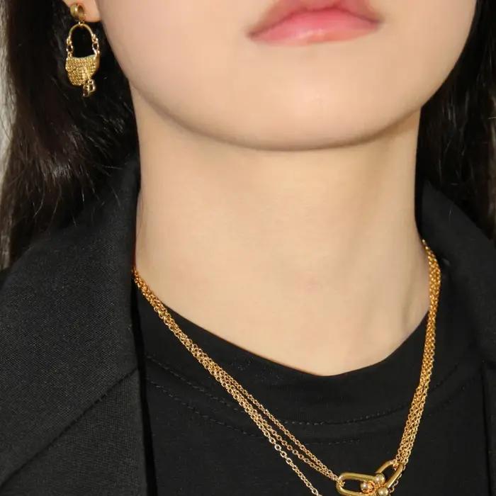 Ensemble de boucles d'oreilles en argent 925 avec galvanoplastie dorée