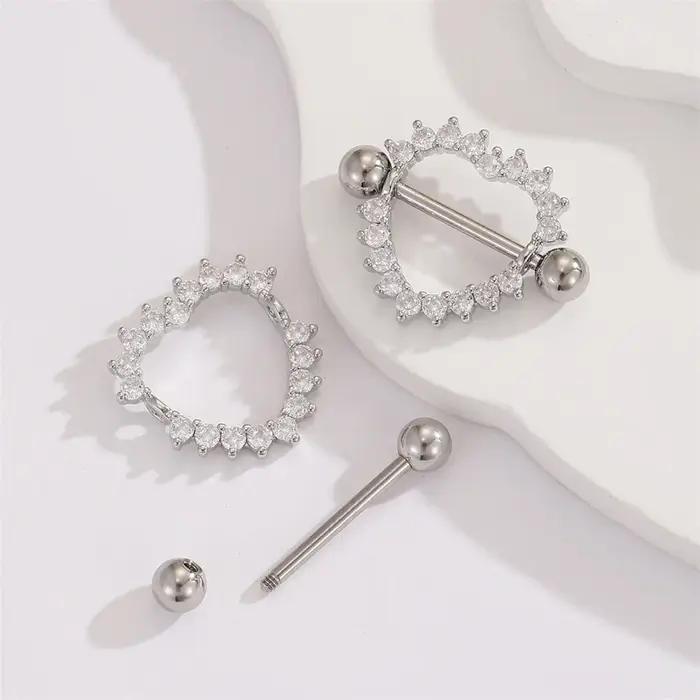 1 paire de bijoux de piercing pour les mamelons en titane