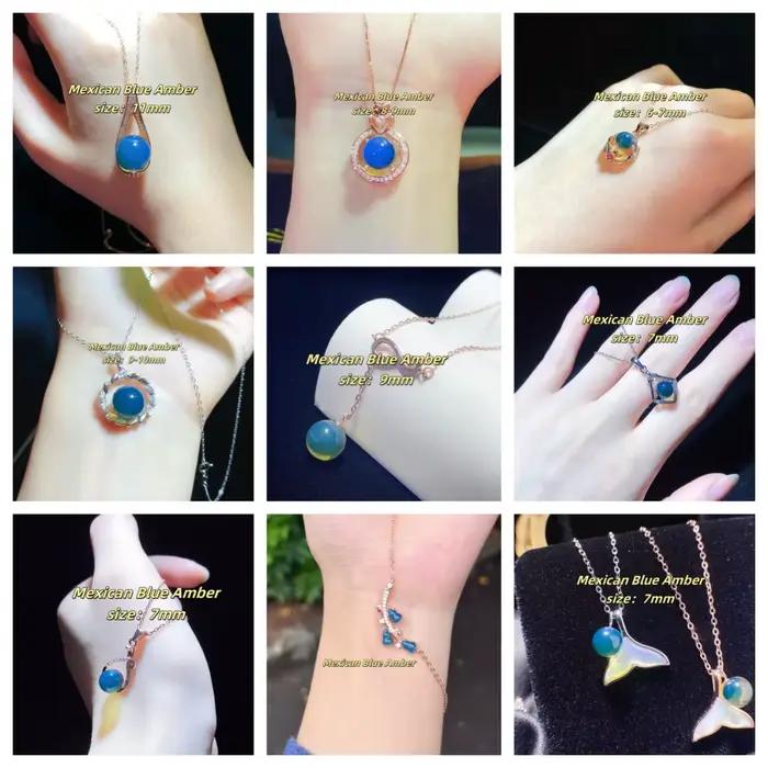 Bijoux en ambre bleu mexicain naturel certifié multi-design