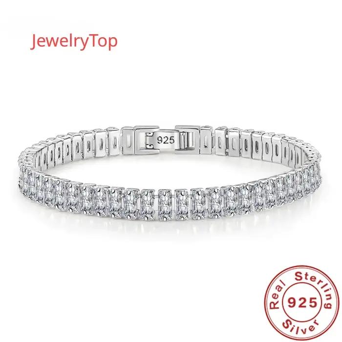 Bracelet en argent regardé 925 pour femme, bijoux fins en cristal, fiançailles, mariage, élégant, no