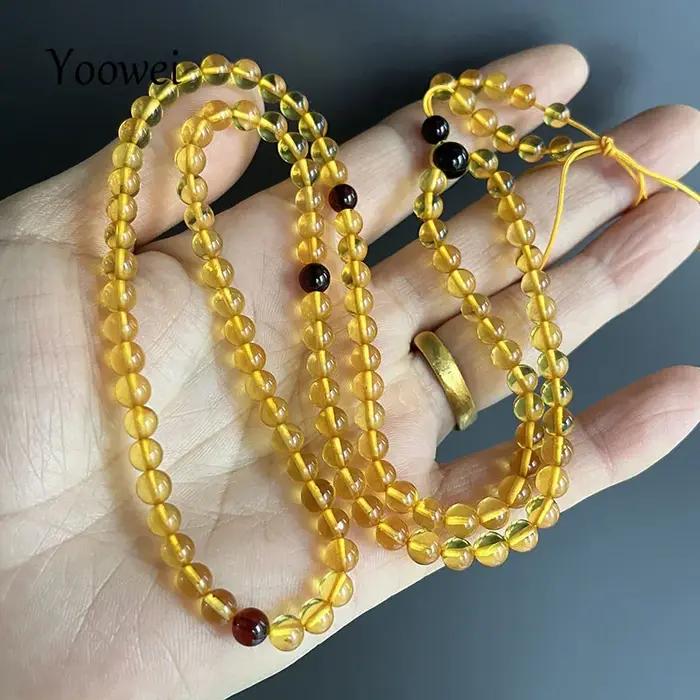 Yoowei – collier rond en ambre doré de 5mm