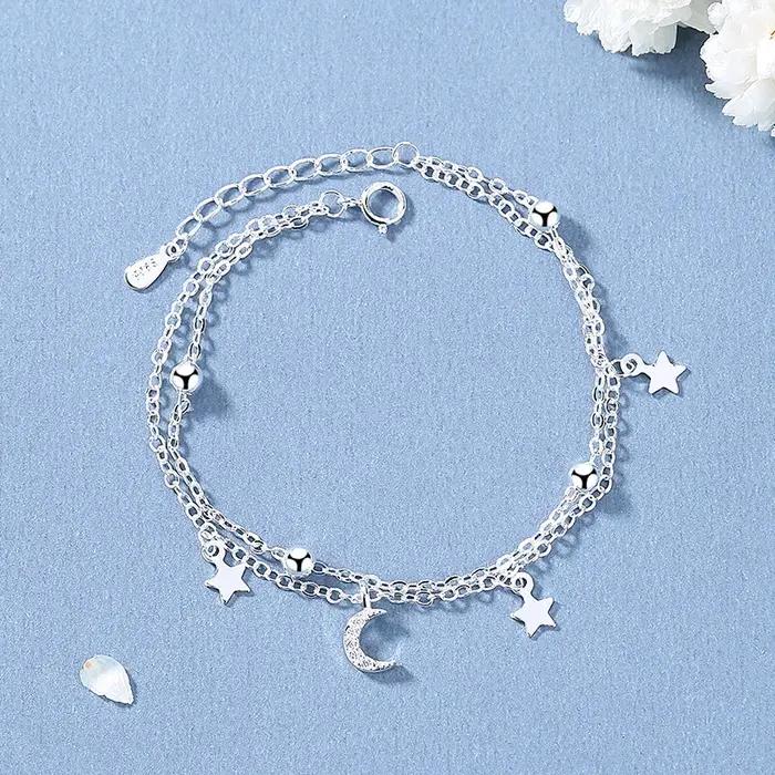 Bracelet en argent sterling 925 forme cœur double couche perles pour femmes et filles cadeau fête romantique vintage design coréen