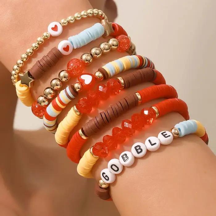 Ensemble de bracelets Heishi Y2K Preppy pour femmes