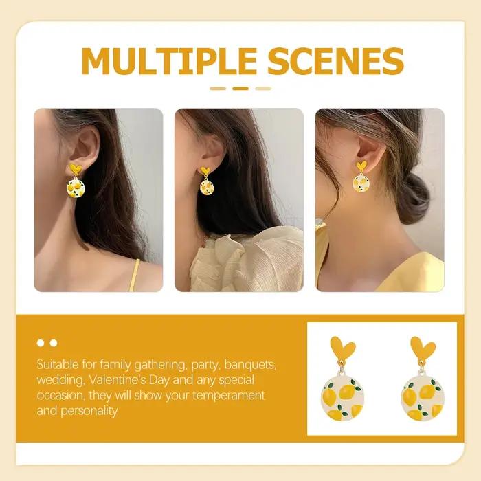 Boucles d'Oreilles Citron en Coton Unique pour Femmes Occasions Spéciales Élégantes Tendances Mode Créatives Faites pour les Annivésaires Fêtes des Mères Cadeaux Originaux