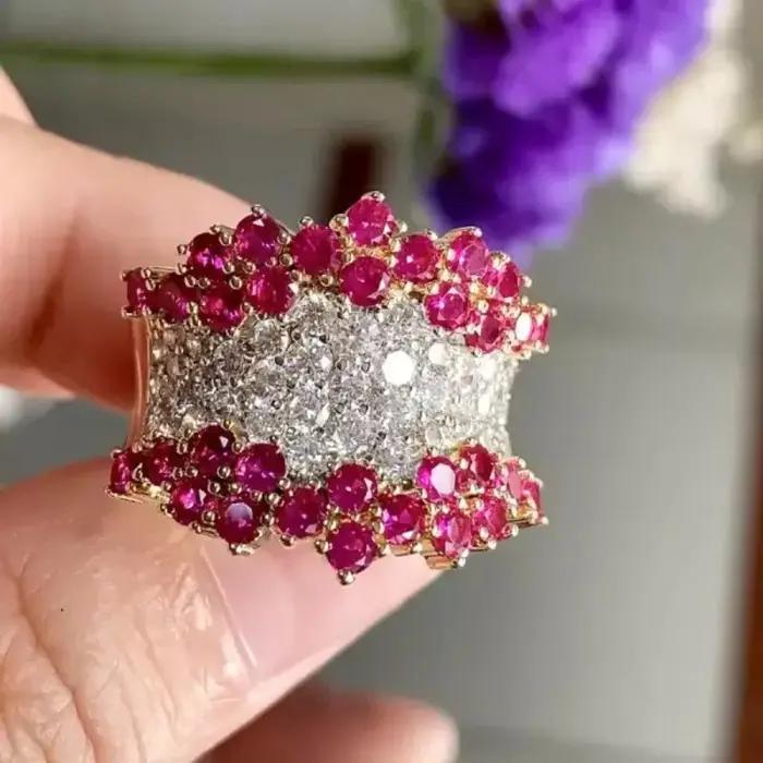 Bague en laiton sertie de zirconium multi-couleurs pour femmes élégantes occasions spéciales et formelles