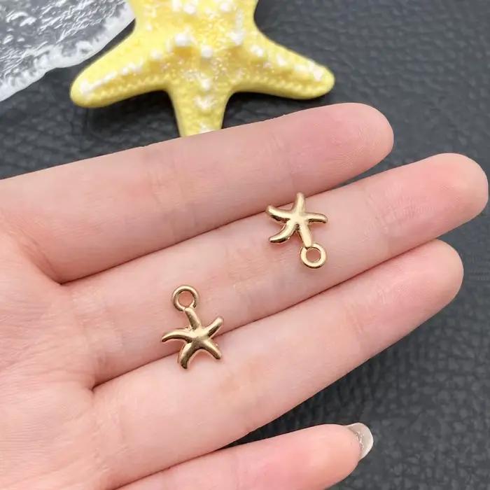 Nouveau 16 pièces couleur or océan coquille conque étoile de mer breloques pour la fabrication de bijoux collier porte-clés chaîne de téléphone bricolage matériaux Colorfast