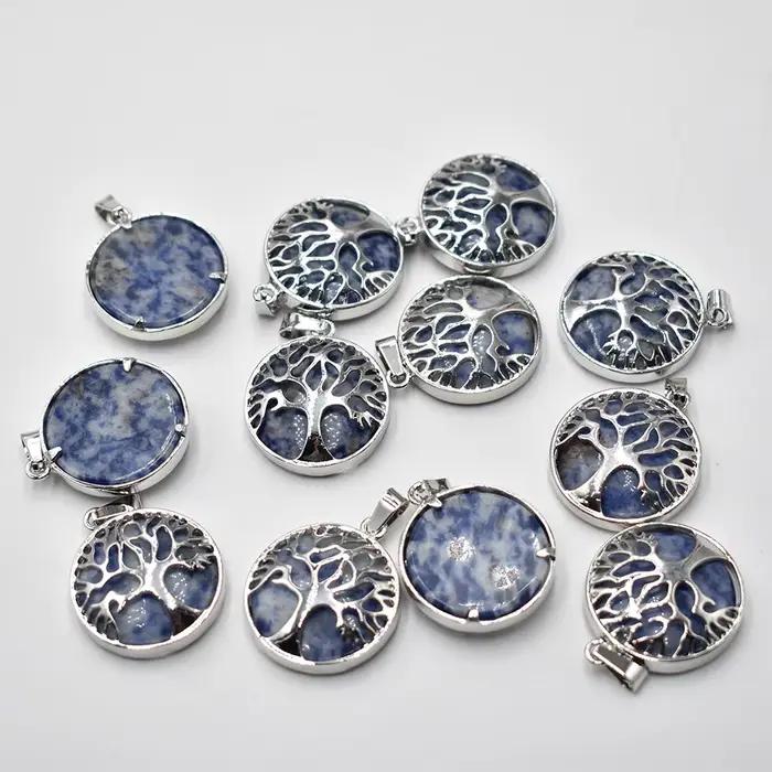 Pendentifs arbre de vie en alliage de pierre sodalite naturelle