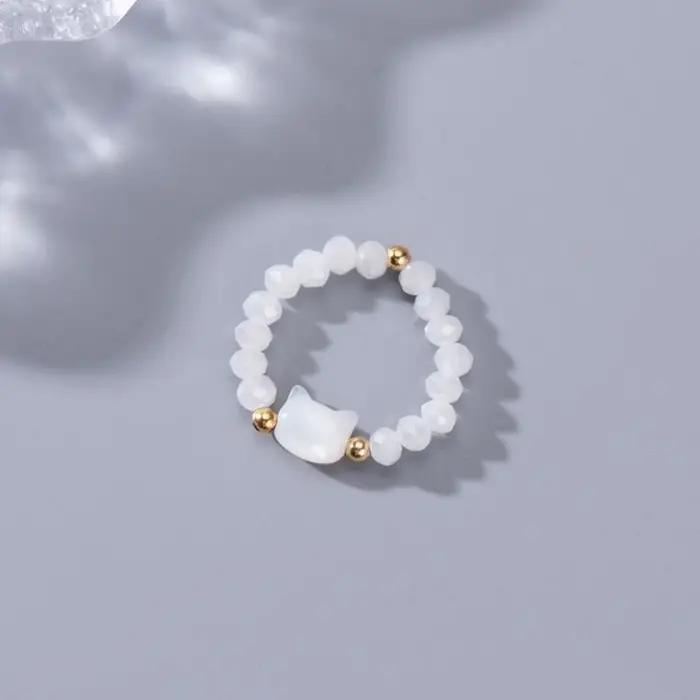 Bague chat noir et blanc mignon pour hommes et femmes