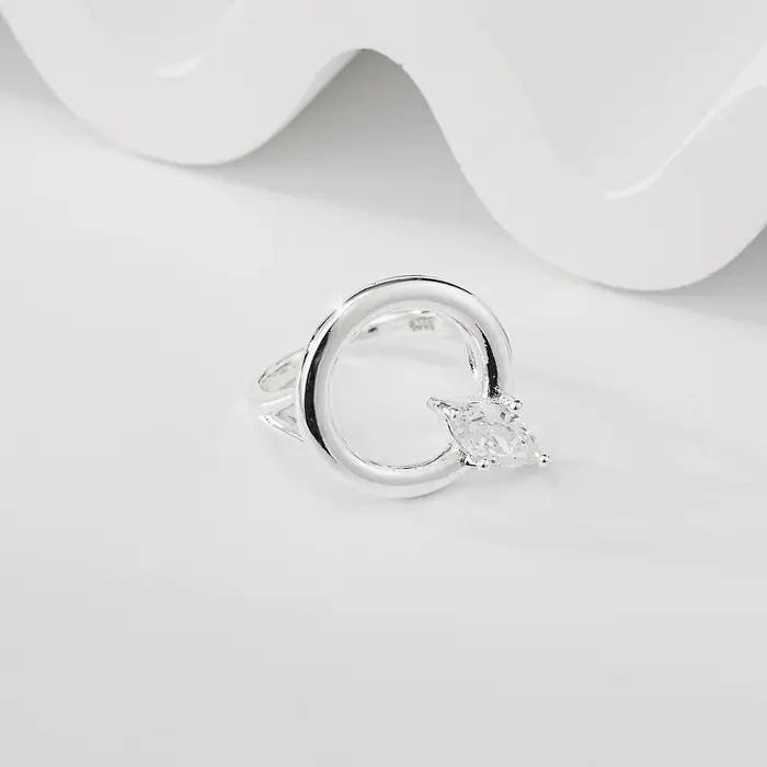 Bagues ajustables pour femmes en argent sterling 925 - Bague ouverte avec CZ étincelant