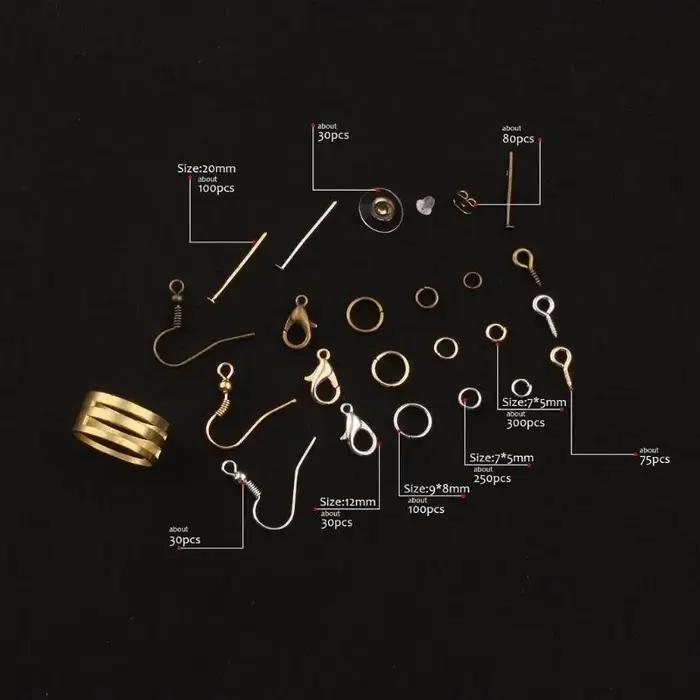 Connecteurs de bijoux en alliage pour fabrication DIY 3000 pièces anneaux de saut fermoirs crochets anneaux ouverts dos de boucles d'oreilles pinces arrière occassions spéciales à offrir