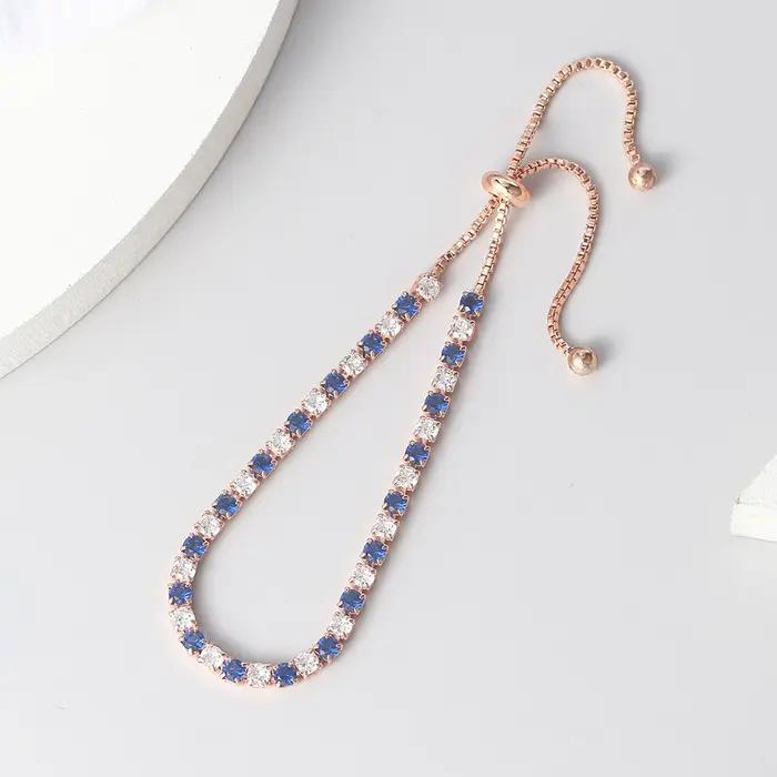 Bracelet de tennis pour femmes en zircone cubique or rose avec chaîne de boîte et fermoirs à bascule pour toutes les occasions