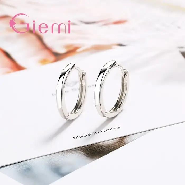 925 boucles d'oreilles en argent Sterling Style concis bijoux de mode pour femmes filles anniversaire cadeau de fiançailles deux couleurs