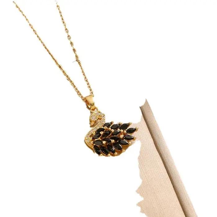 Collier Pendentif Cygne en Acier Titane pour Femme