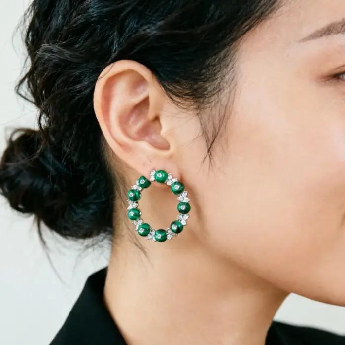 Nouveau modèle 2026 : Boucles d'oreilles élégantes pour femmes avec pierre précieuse ronde en agate