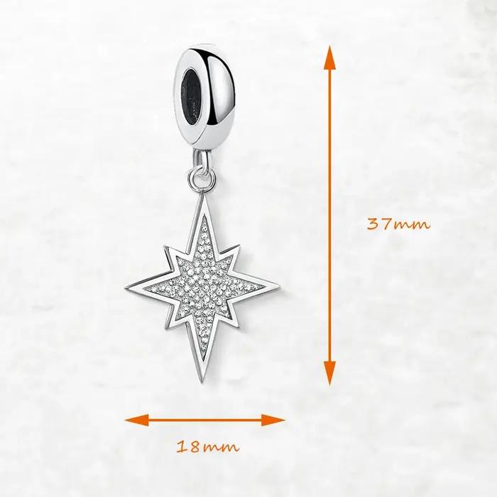 Pendentif à breloque étoile brillante en argent Sterling pur 925