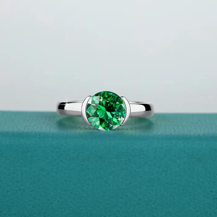 Bague émeraude cultivée en laboratoire de 8mm