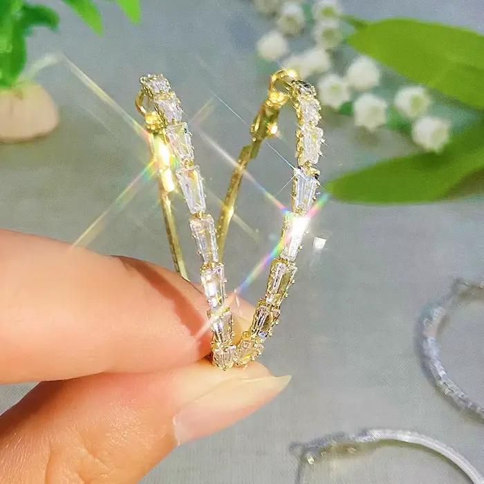 Marque de luxe plein cristal exagérer grandes boucles d'oreilles rondes pour les femmes exquise Enfashion Zircon corée boucle d'oreille mariée bijoux