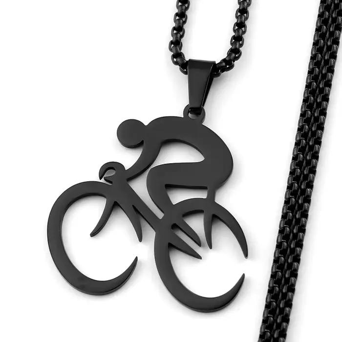 Collier chaîne Free Spirit pour cyclistes, en acier inoxydable couleur argent, style sport simple, pour homme et femme, bijou hip-hop