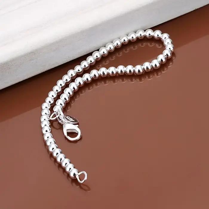 Bracelet en Argent Sterling 925 avec Perles de 6mm pour Femmes Occasions Spéciales Soirées Élégantes