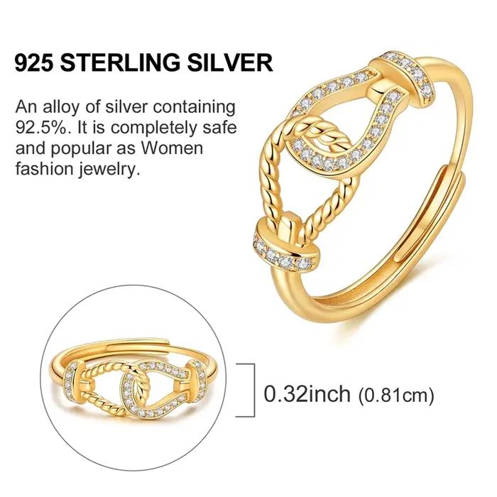 Double anneau doré en argent Sterling 925 Original