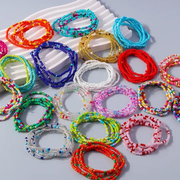 Bracelet multilayé à perles colorées résine bohème romantique pour femmes occasions spéciales cadeaux quotidiennes festives