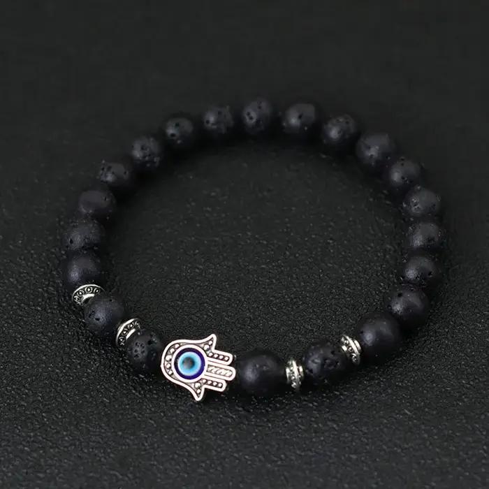 Bracelet mauvais œil homme femme Vintage couleur argent Fatima main