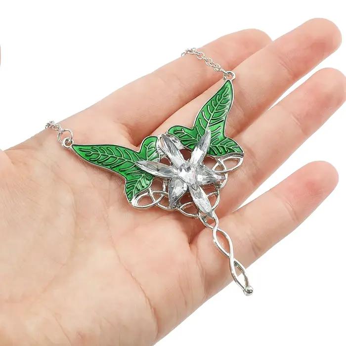 Feuille d'Elven Lotr Collier Déclaration Bijou Pendentif en Alliage de Zinc pour Femmes Soirées et Fêtes
