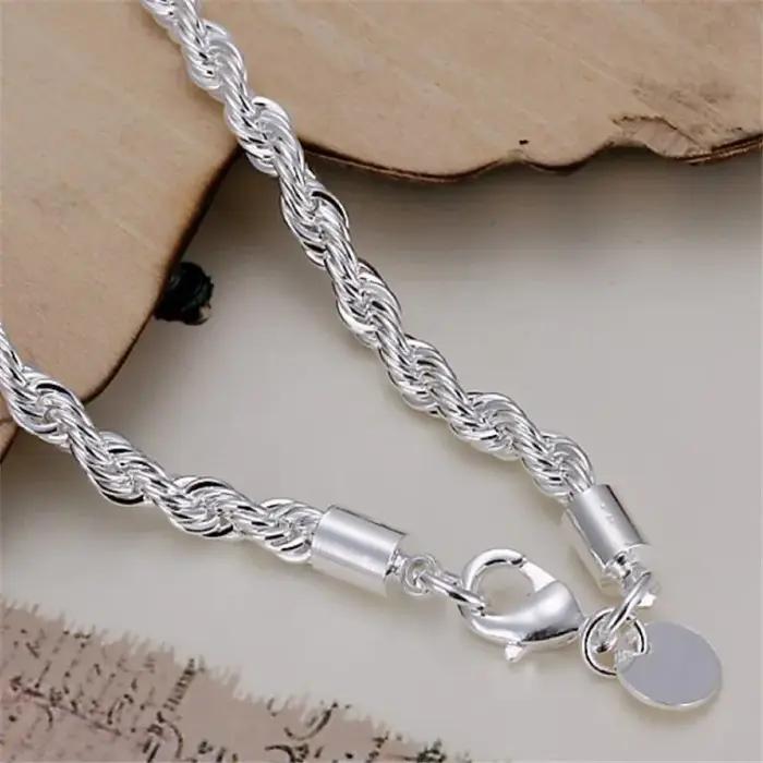 Bracelets en corde torsadée en argent Sterling 925