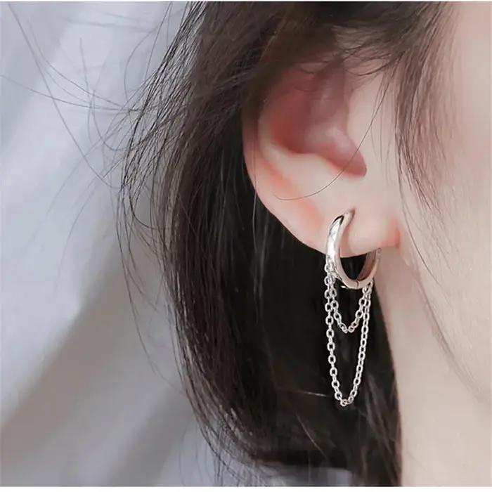 Boucles d'oreilles en argent sterling 925 à la mode avec pampilles en or rose pour femmes, cadeau d'anniversaire pour filles, idéal pour les mariages et les soirées élégantes