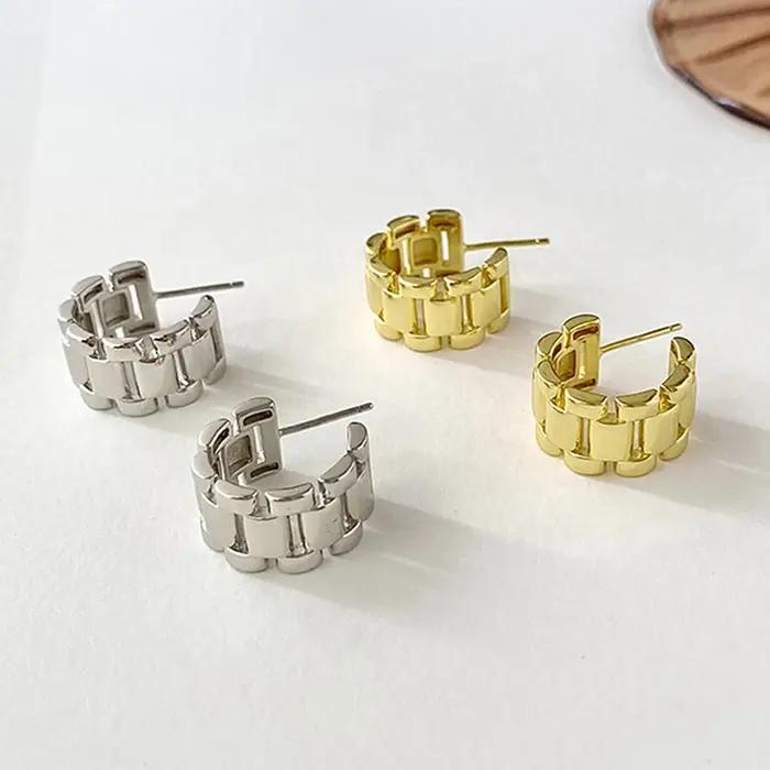 Huitan – boucles d'oreilles chaîne de montre délicates pour femmes